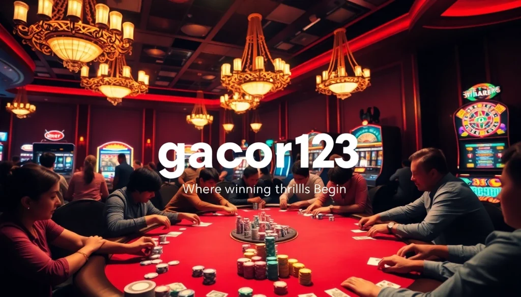 Gacor123 presents thrilling poker action at a casino, showcasing excitement and strategies for winning.